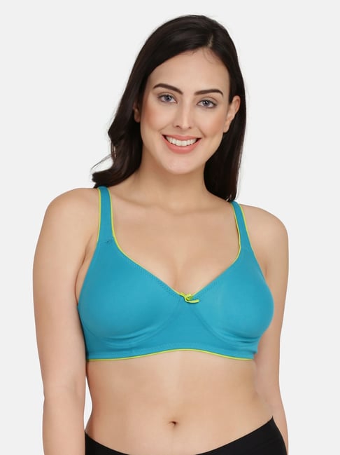 Curvy Love Sky Blue Non Wired Non Padded Plunge Bra Price in India