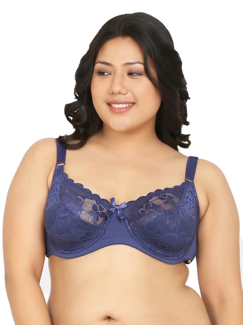 Buy Curvy Love Blue Under-Wired Non Padded Plunge Bra for Women's
