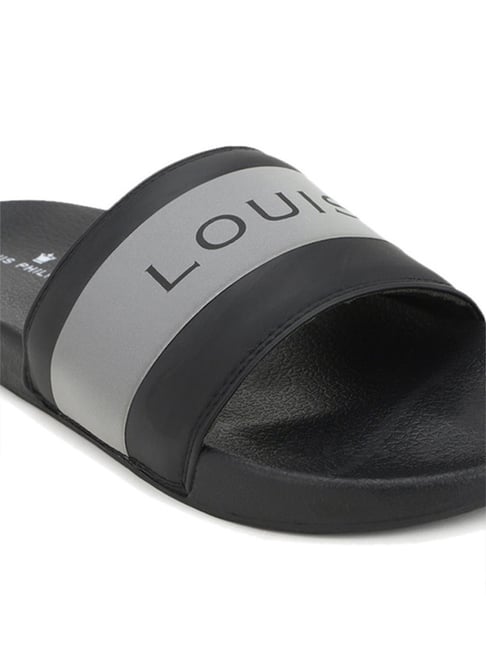 Louis Philippe Men Black Solid Flip Flops