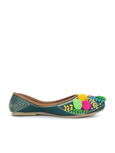 The Desi Dulhan Women's Forest Green Ethnic Juttis Price in India