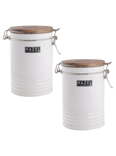 Buy HAZEL White Galvanised Iron Containers Set of at