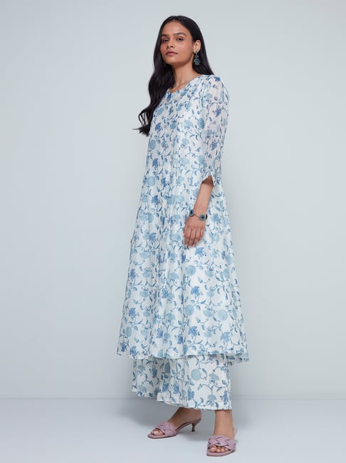 Zuba by Westside Blue Floral Patterned A-Line Kurta Price in India