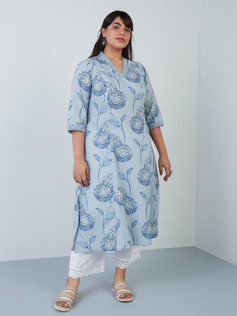 Diza Curves by Westside Blue Floral A-Line Kurta Price in India