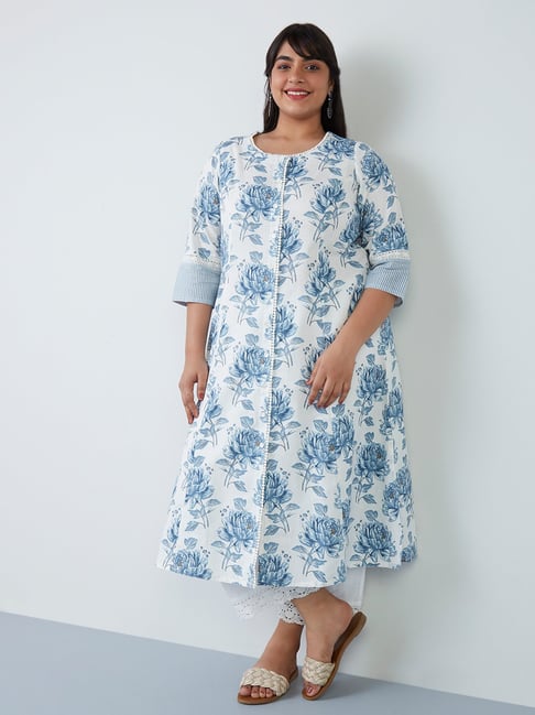 Diza Curves by Westside Blue Floral A-Line Kurta Price in India