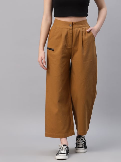 NEUDIS Brown Regular Fit Pleated Trousers-picture-19