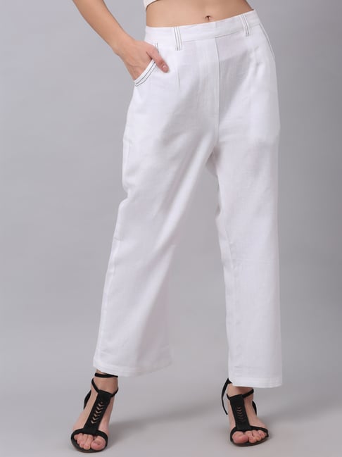 White Pleated Trousers