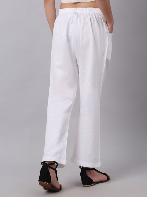 Buy NEUDIS White Regular Fit Pleated Trousers for Women's Online @ Tata CLiQ