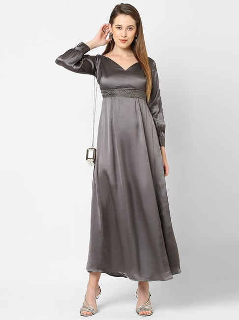 MISH Grey Embellished Maxi Dress Price in India