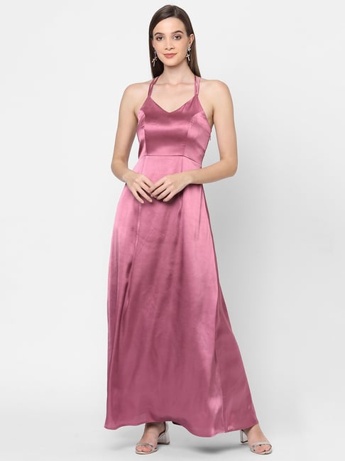 MISH Pink V Neck Maxi Dress Price in India