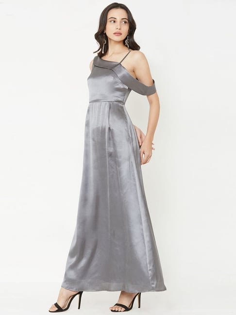 MISH Grey Off Shoulder Maxi Dress Price in India