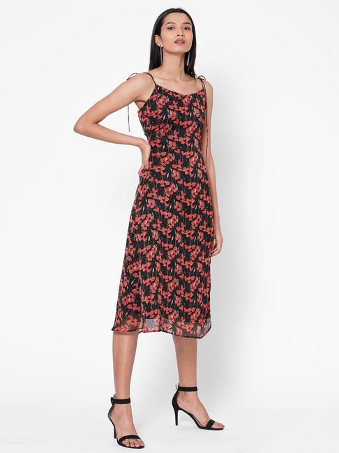 MISH Black Printed A Line Dress Price in India