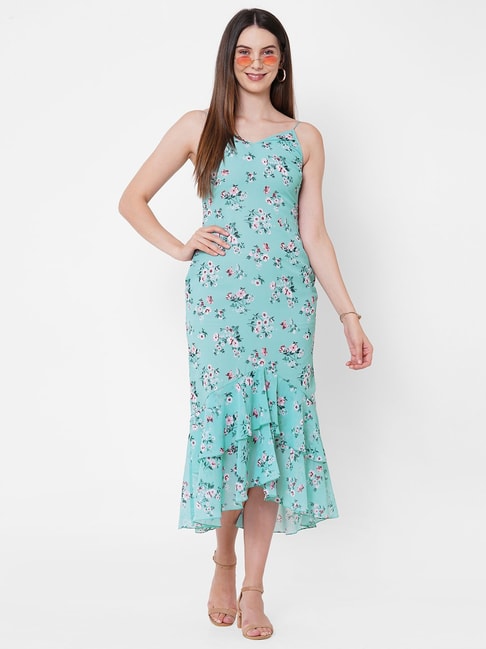 MISH Blue Printed High-Low Dress Price in India