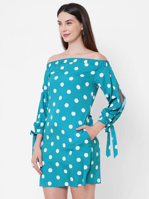 MISH Blue Printed Shift Dress Price in India