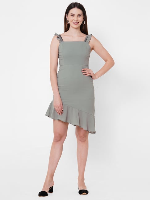 MISH Grey Above Knee High-Low Dress Price in India