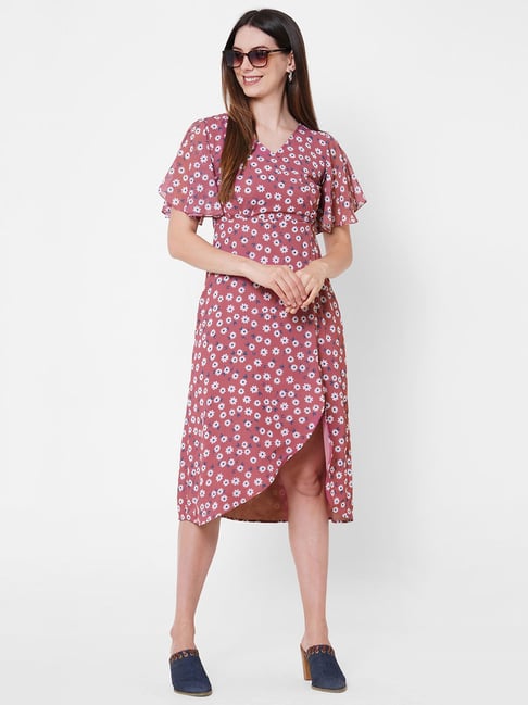 MISH Pink Printed A Line Dress Price in India