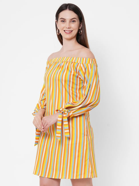 MISH Multicolor Striped Shift Dress Price in India