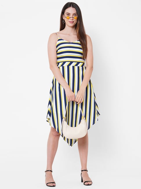 MISH Multicolor Striped High-Low Dress Price in India