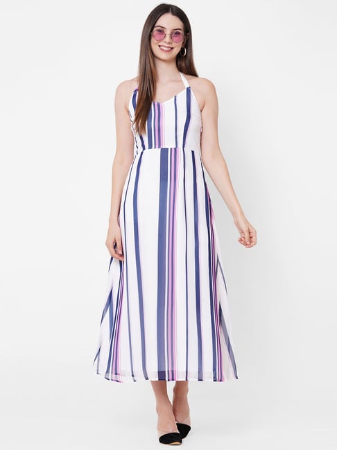 MISH Multicolor Striped Maxi Dress Price in India