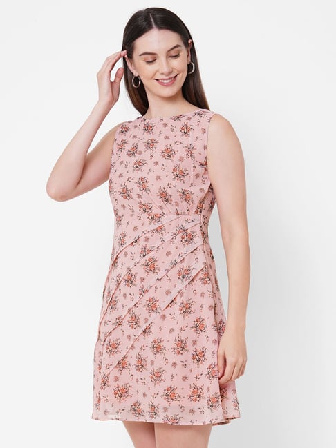 MISH Pink Printed A Line Dress Price in India