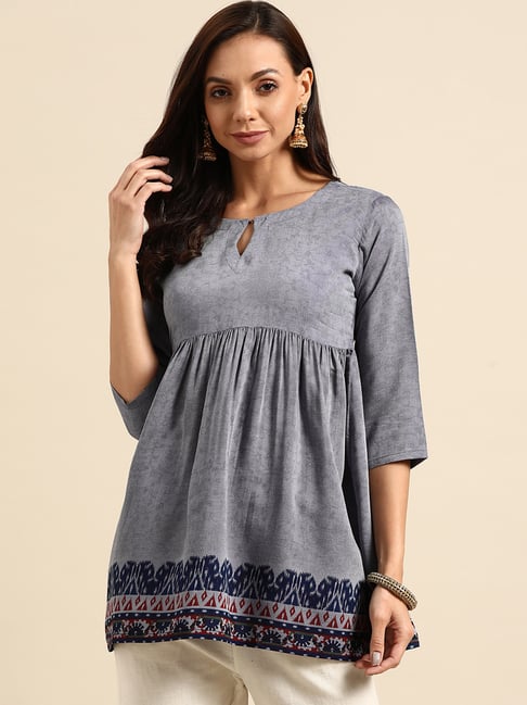 Gerua by Libas Grey Printed A Line Kurti-picture-23