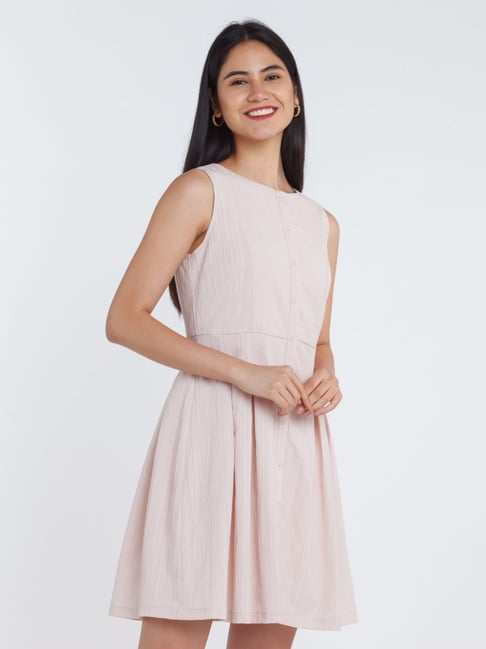 Zink London Light Pink Mini Fit & Flare Dress Price in India