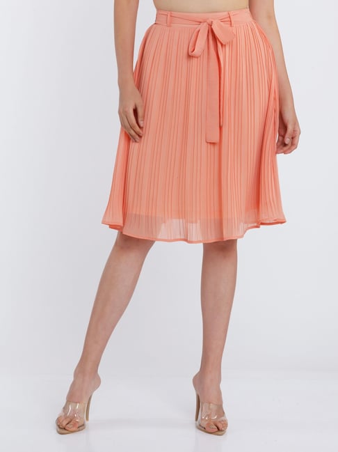Zink London Orange Knee Length Skirt Price in India