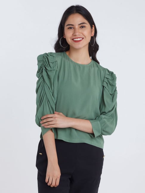 Zink London Green Regular Fit Top Price in India