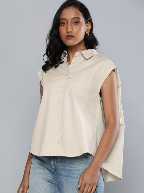 Levi's Beige Cotton Shirt Price in India