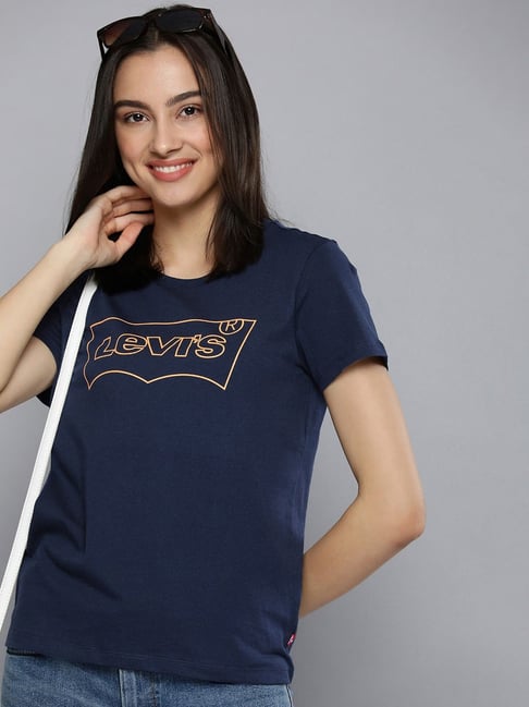 Levis Levi's Navy Printed Crew T-Shirt