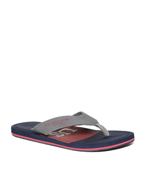 Buy U.S. Polo Assn. Men s ADOLFITO 2.0 Grey Navy Flip Flops for