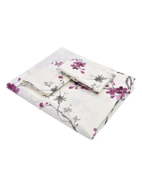 Buy Haus & Kinder Floral Grace Pink 186 TC Cotton Bed Sheets at Best