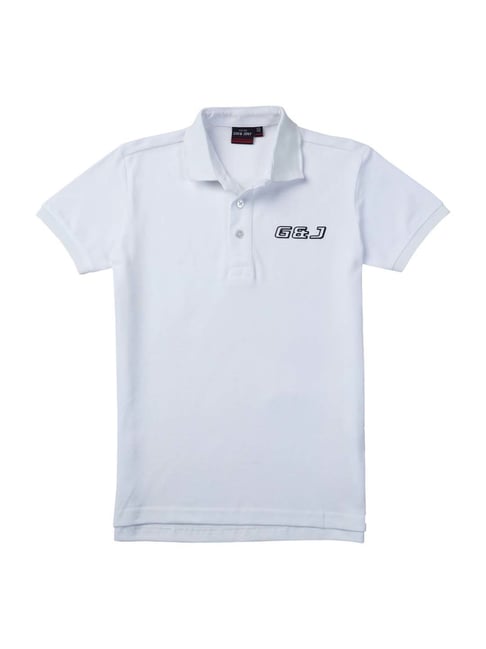 Gini & Jony Kids White Cotton Regular Fit Polo T-Shirt