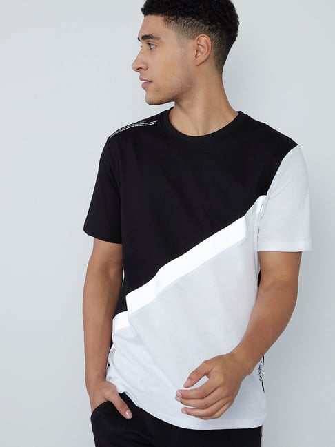 Studiofit by Westside White Printed Colour-Blocked T-Shirt-Studiofit Men-Apparel-TATA CLIQ