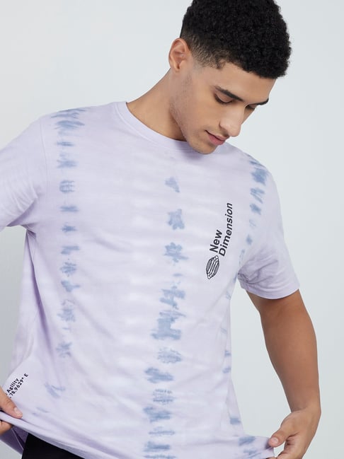 Studiofit by Westside Lavender Tie-Dye Printed T-Shirt-Studiofit Men-Apparel-TATA CLIQ