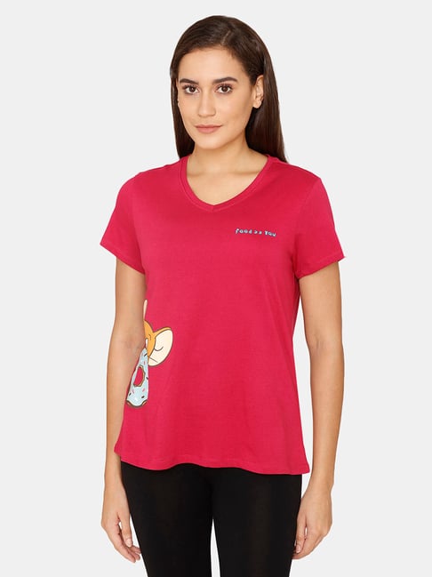 Zivame Pink Printed T-Shirt Price in India