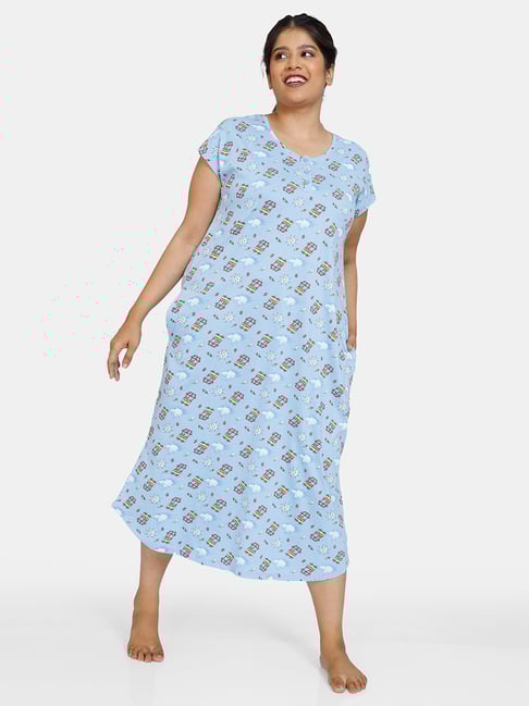 Buy Zivame Blue Printed Nighty for Women Online Tata CLiQ