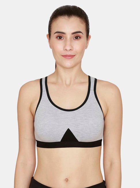 Coucou by Zivame Grey Melange Non Wired Non Padded Sports Bra Price in India