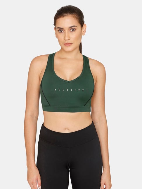 Zelocity by Zivame Green Non Wired Non Padded Sports Bra Price in India