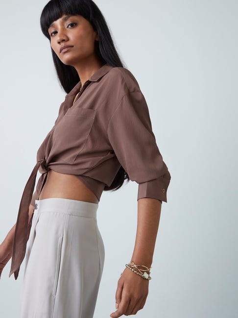 Nuon by Westside Brown Cropped Shirt Price in India