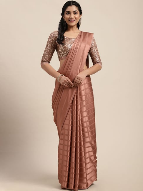 Buy Silk Land Silk Brown Woven Saree With Unstitched Blouse for Women  Online @ Tata CLiQ