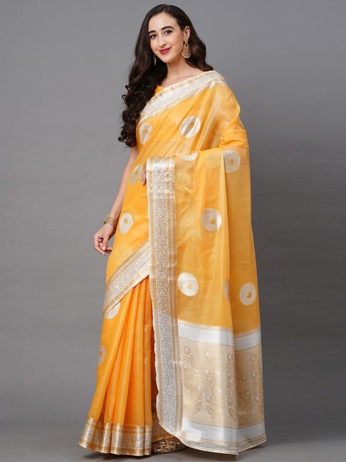 Majesty Yellow Soft Banarasi Silk Saree With Angelic Blouse
