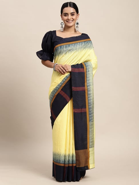 Saree Mall Yellow Printed Saree With Unstitched Blouse Price in India