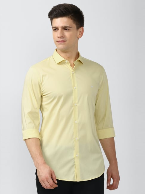 Peter England Yellow Slim Fit Shirt