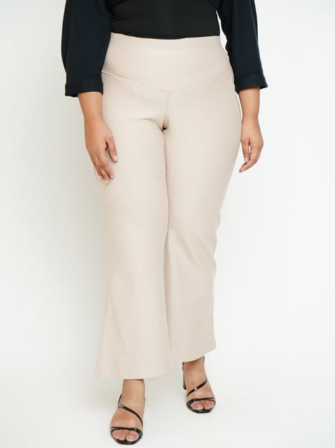 Buy Cream and Denim Combo of 2 Women Straight Trousers Cotton for Best  Price, Reviews, Free Shipping