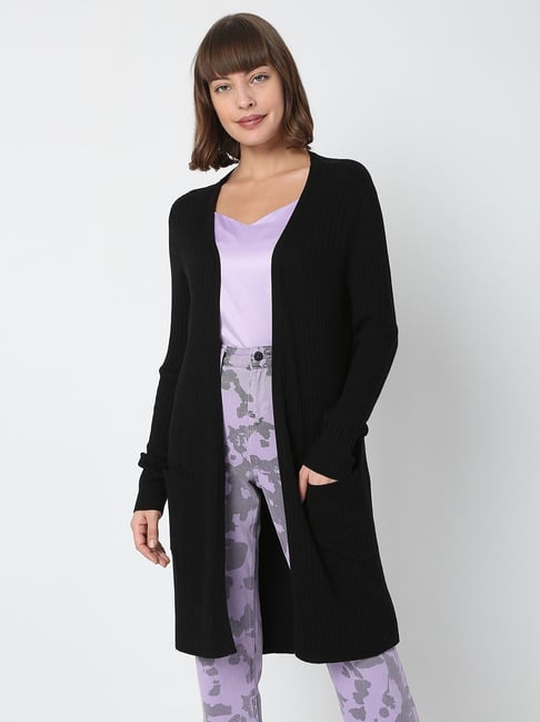 Vero Moda Black Regular Fit Long Shrug