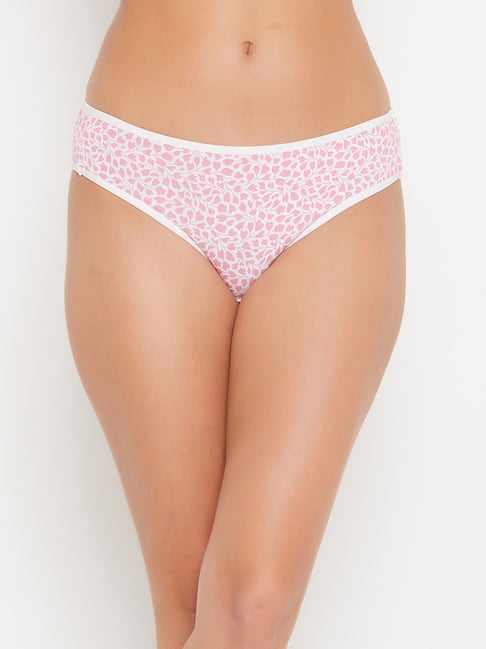 Clovia White & Pink Floral Print Bikini Panty Price in India