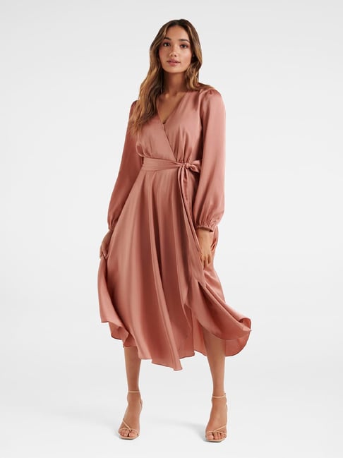 Buy Forever New Dusty Rose Midi Wrap Dress for Women Online @ Tata