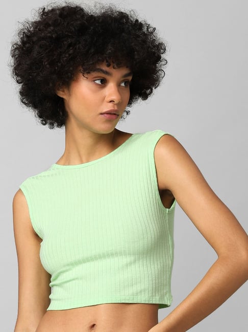 Only Green Slim Fit Crop Top Price in India