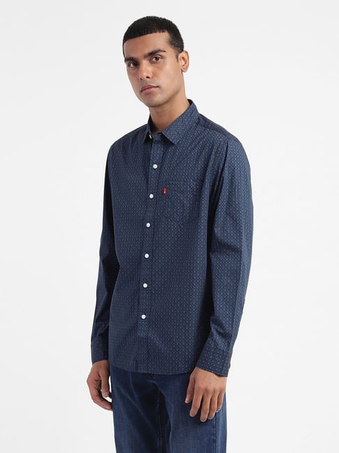 Buy Levi'S Navy Slim Fit Printed Shirts for Mens Online Tata CLiQ
