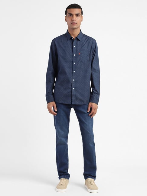 Buy Levi'S Navy Slim Fit Printed Shirts for Mens Online Tata CLiQ